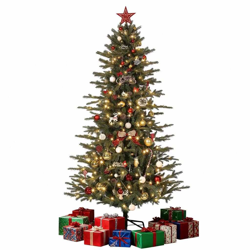 GARVEE - Pre-lit Lighted Artificial Christmas Tree, 8 Adjustable Lights Modes - Green