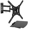 Front. Mount-It! - TV Wall Mount with AV Shelf for 32–55" Screens, VESA 400x400, 88lb Capacity, Cable Management System - Black.
