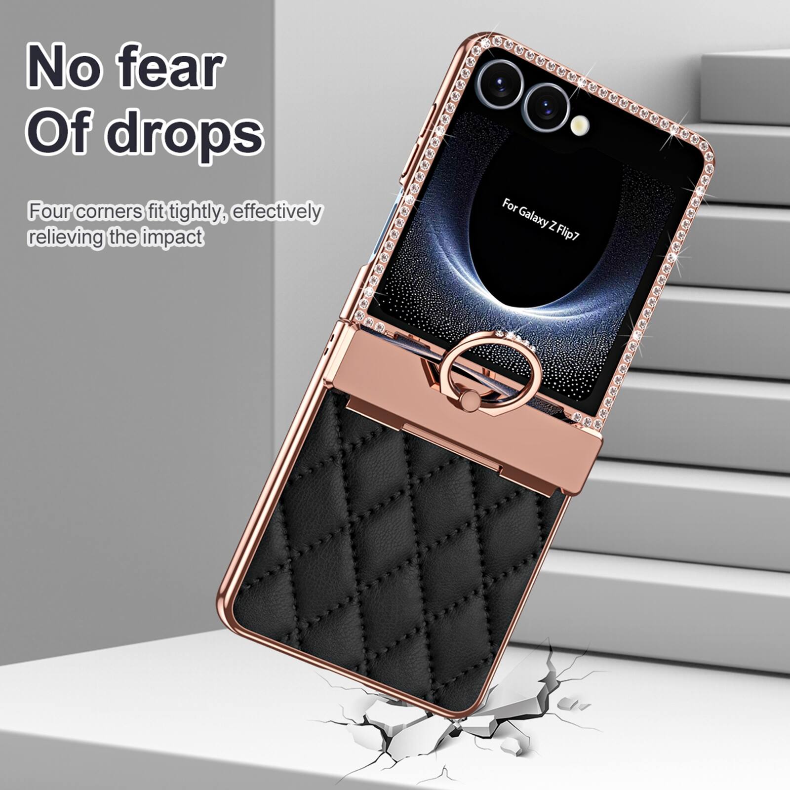No fear of drops. Four corners fit tightly, effectively relieving the impact. For Galaxy Z Flip7