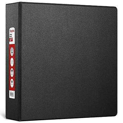 Front. Staples - 3" 3-Ring Non-View Binder, D-Ring - Black.