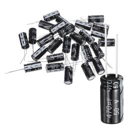 Unique Bargains - 470uF 50V 10x20mm Electrolytic Capacitor, 105C High Temp Radial Leads, for TVs/LCDs/VCD, 30pcs - Black