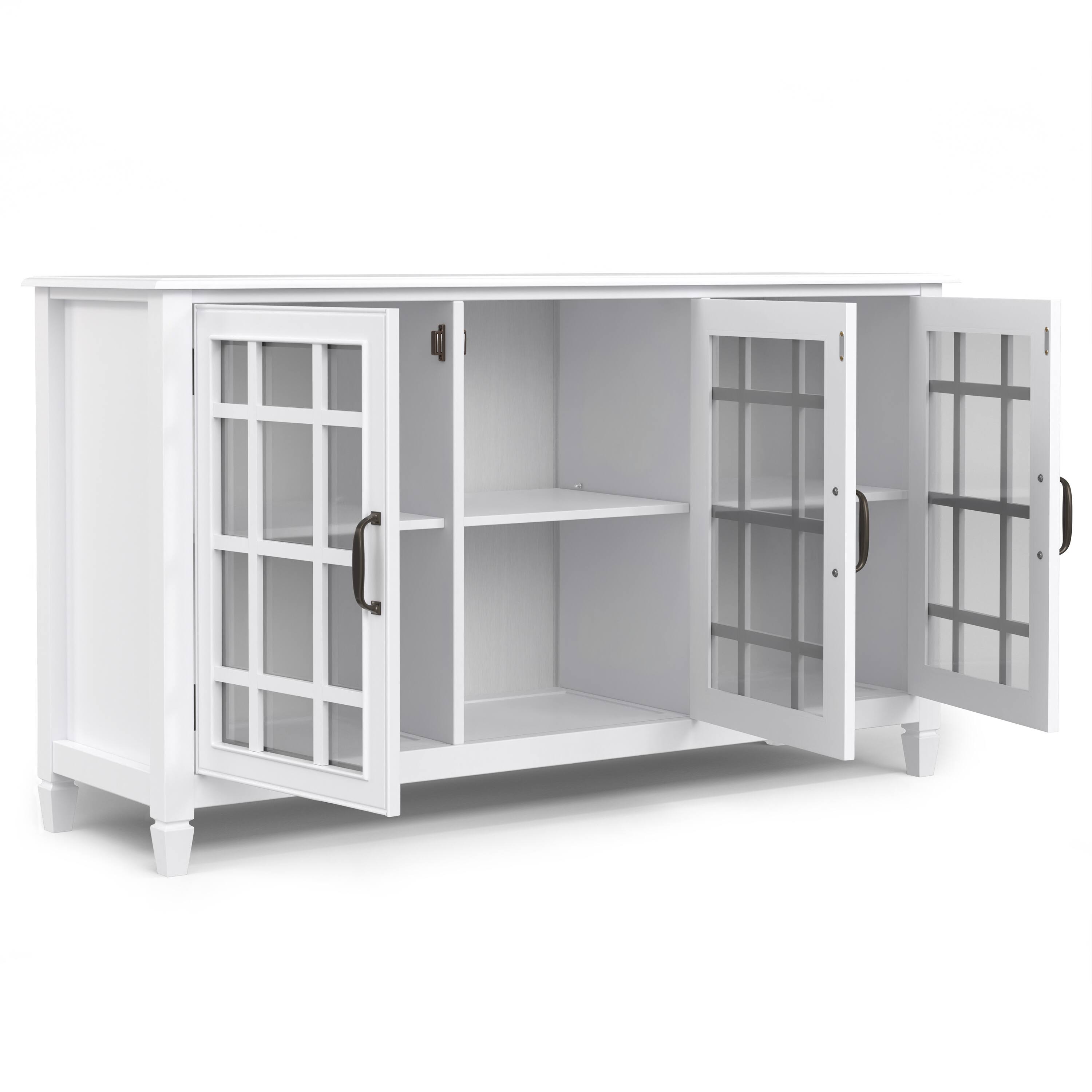 Back. Simpli Home - Connaught SOLID WOOD 60 inch Wide Traditional Wide Storage Cabinet Buffet in White - White.