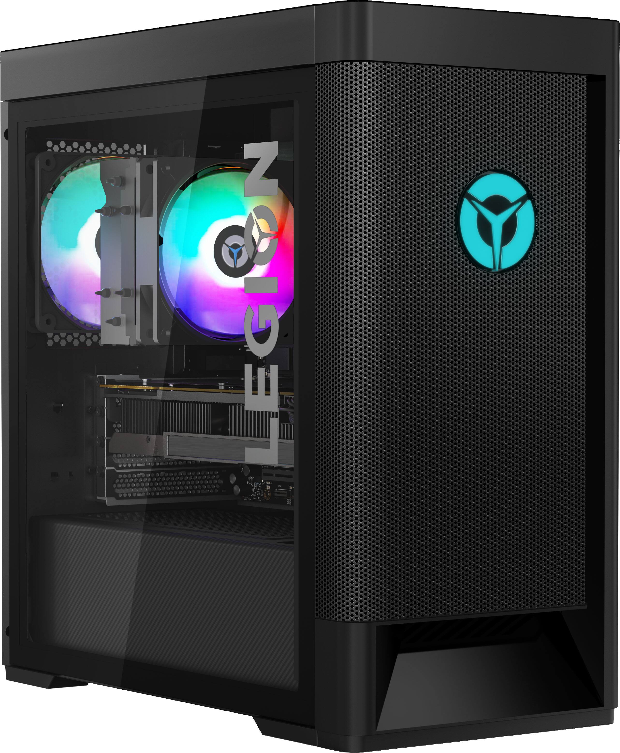 Front. Lenovo - Legion Tower 5 Desktop PC (Ryzen 7 5800, 16GB, 256GB SSD + 1TB HDD, GeForce RTX 3060, Win 11 Home) - Raven Black.