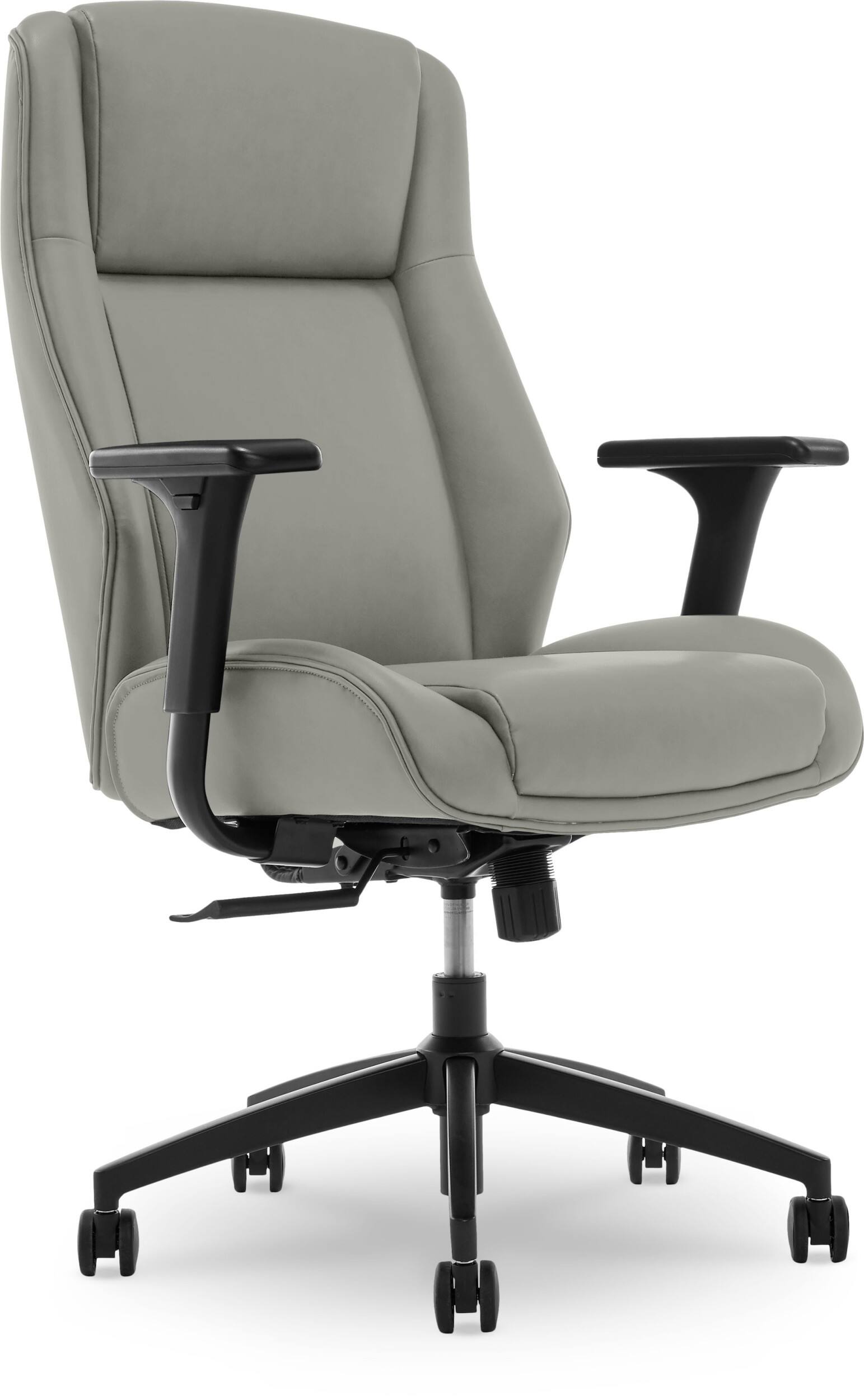 Front. Thomasville - Darius Bonded Leather Executive Modern Office Chair with Adjustable Arms - Gray.