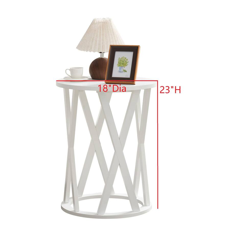 Kings Brand Furniture Emma Side End Table Modern Round Farmhouse Accent ...