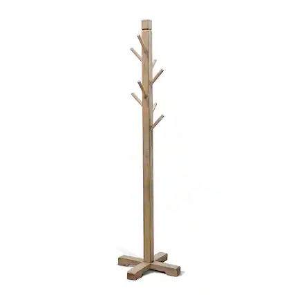 Manhattan Lane - Rena Coat, Hat Tree Stand, 8 Wood Stems, 72 Inch Mahogany Wood - Pebble Brown