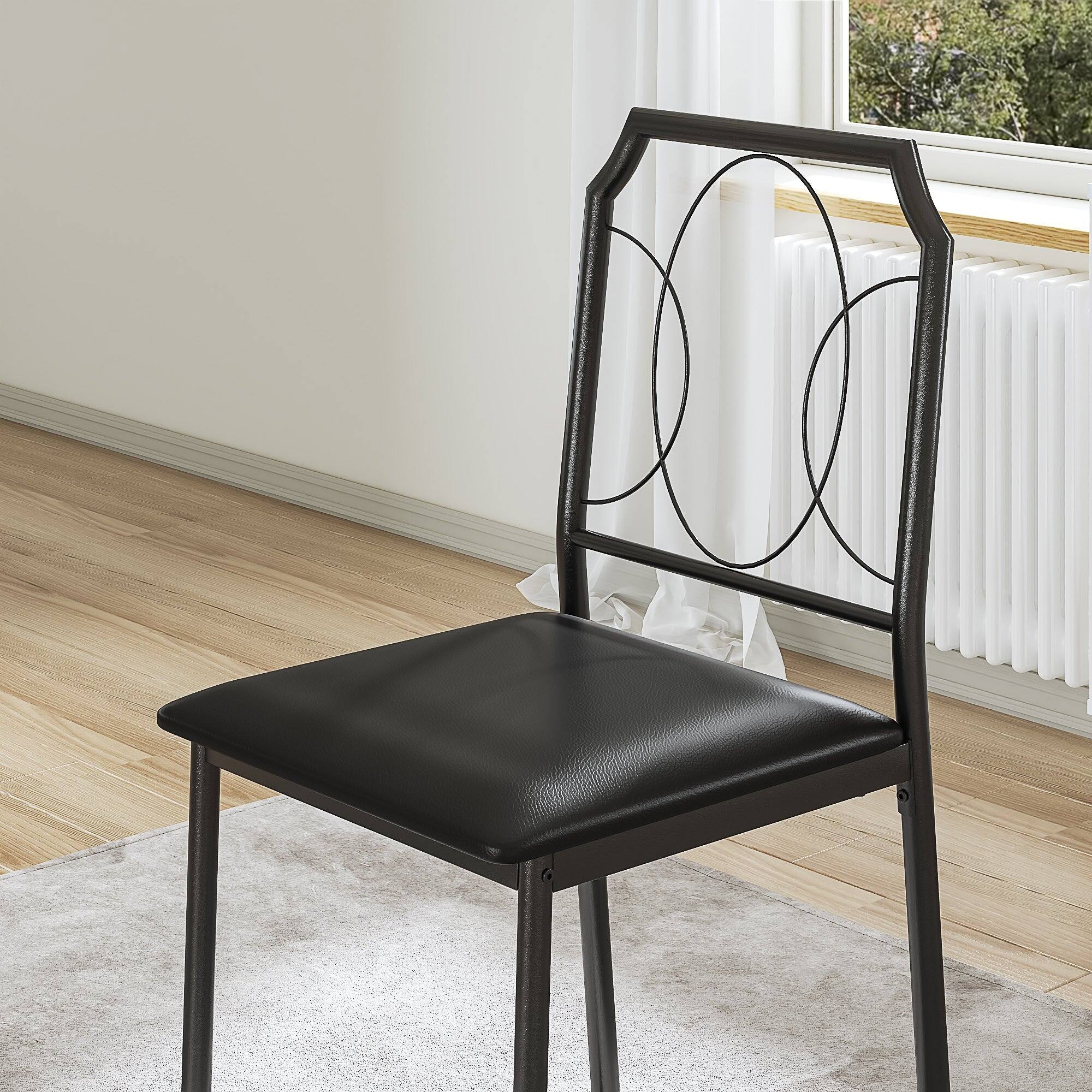 Alt View 2. Vecelo - Modern 5 Piece Kitchen Table Set with 4 Ergonomic Chairs, Space-Saving Dining Set for Small Apartments or Condos - Black Set of 3.