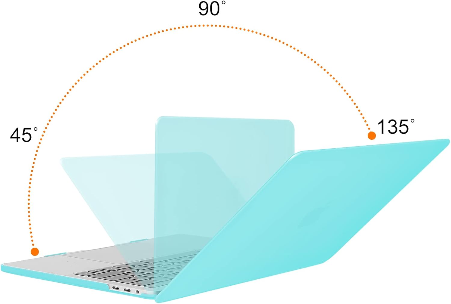 Back. mosiso - MacBook Pro 13" hard shell case with keyboard skins, screen protector and storage bag - Turquoise.