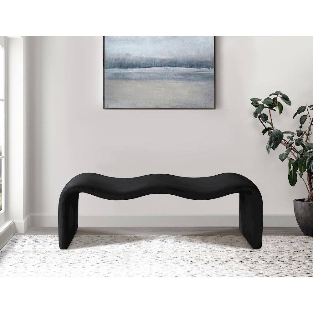 Alt View 1. Meridian Furniture - Willow Black Vegan Leather Bench - Black.