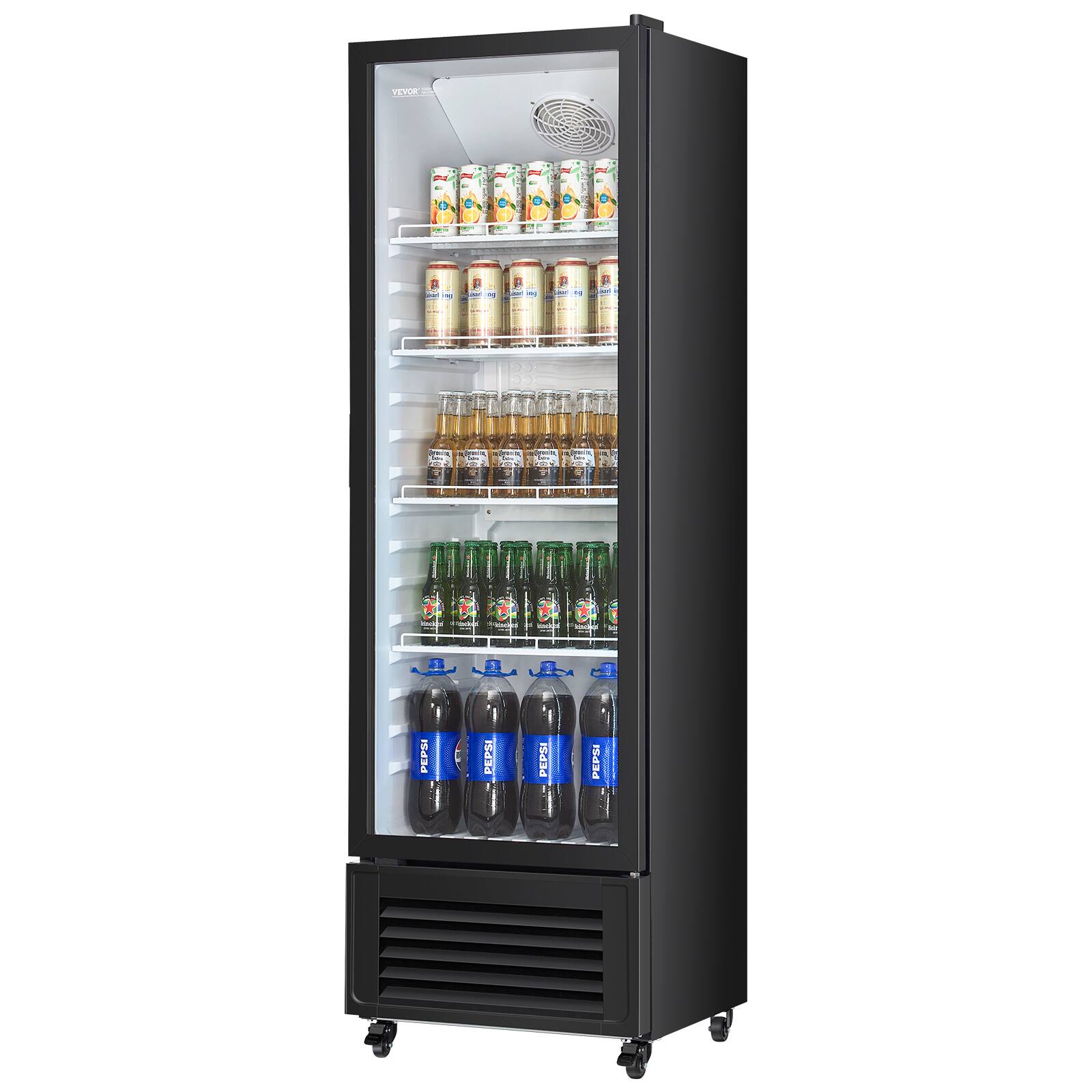 VEVOR - Commercial Merchandiser Refrigerator, 11.47 CU.FT Glass Door Display Refrigerator - Black