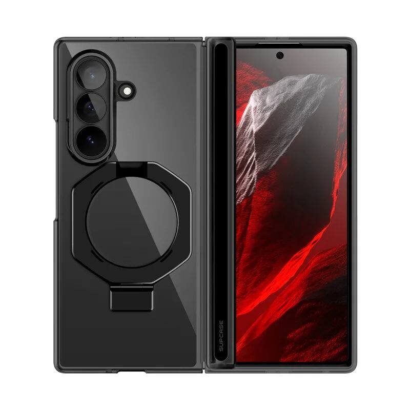 Alt View 6. SUPCASE - UB Stand MagSafe Case for Samsung Galaxy Z Fold 8 Ultra Case with Tempered Glass Screen Protector - Frost Black.