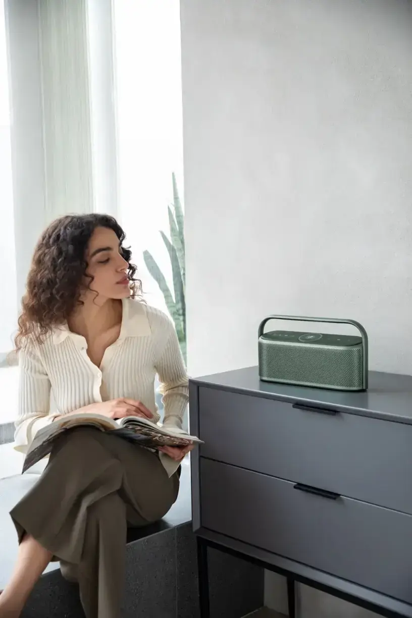 Alt View 7. Soundcore - by Anker Motion X600 Hi-Res Spatial Audio IPX7 Waterproof Portable Bluetooth Speaker with Aux-In and Rugged Metal Design - Green.