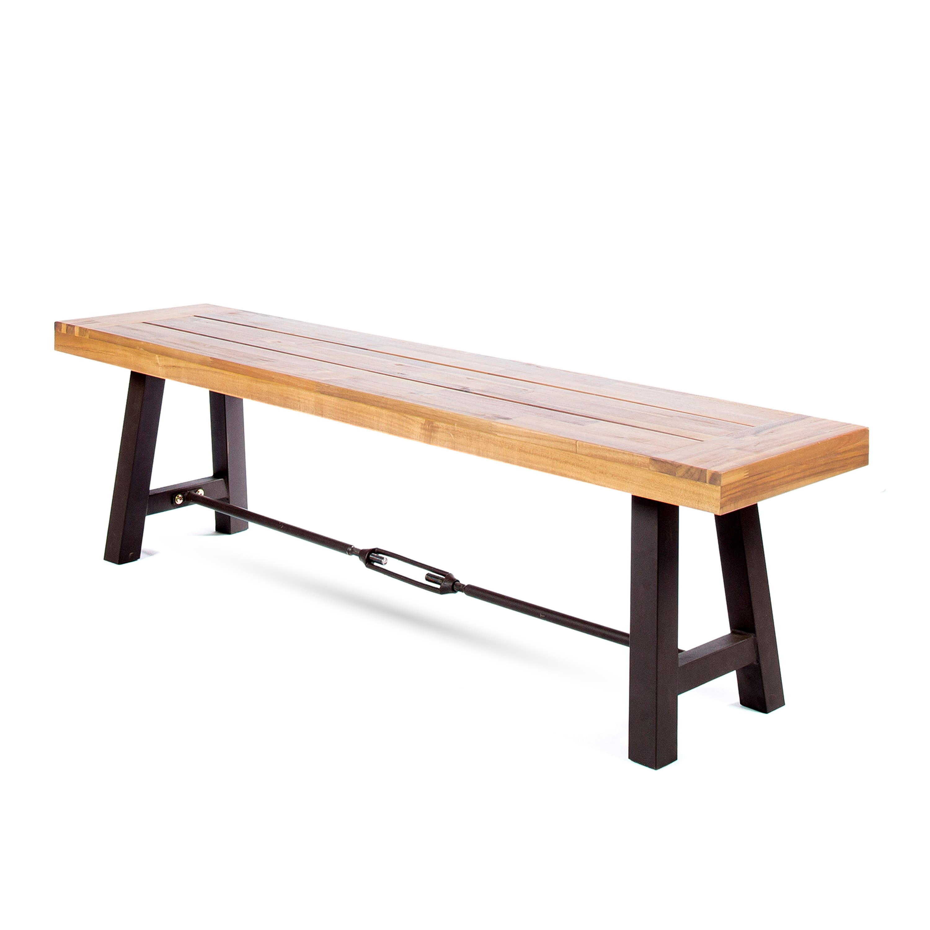 Mondawe - Outdoor Acacia Wood Dining Bench - Teak+ Black