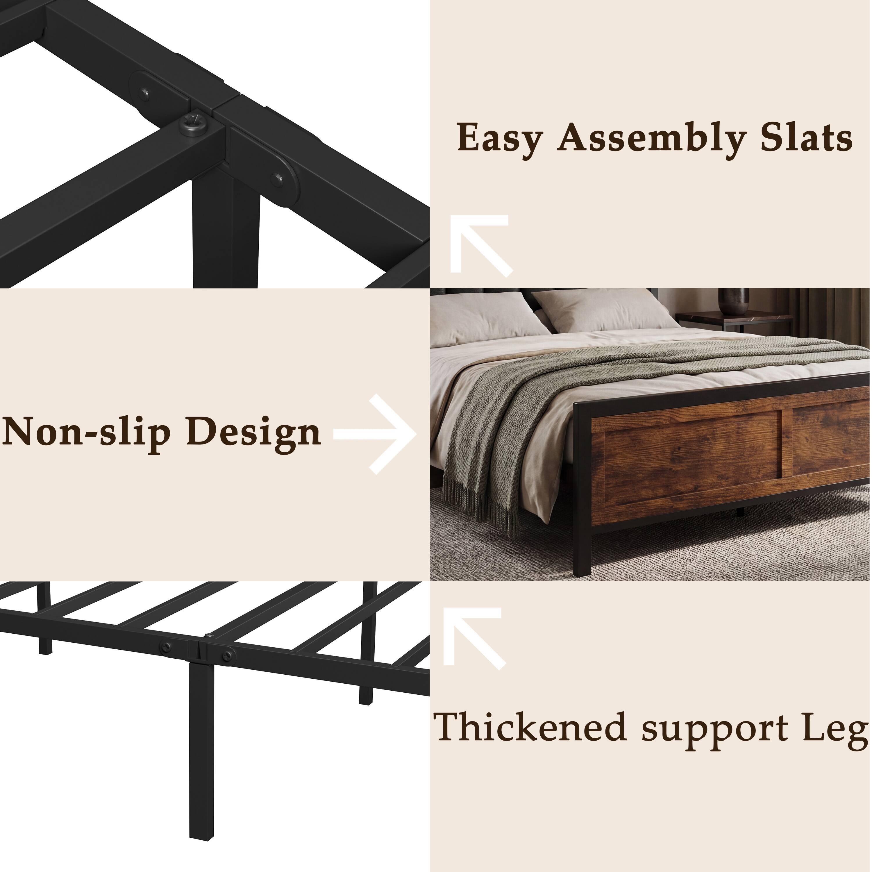 Easy Assembly Slats  
Non-slip Design  
Thickened support Leg