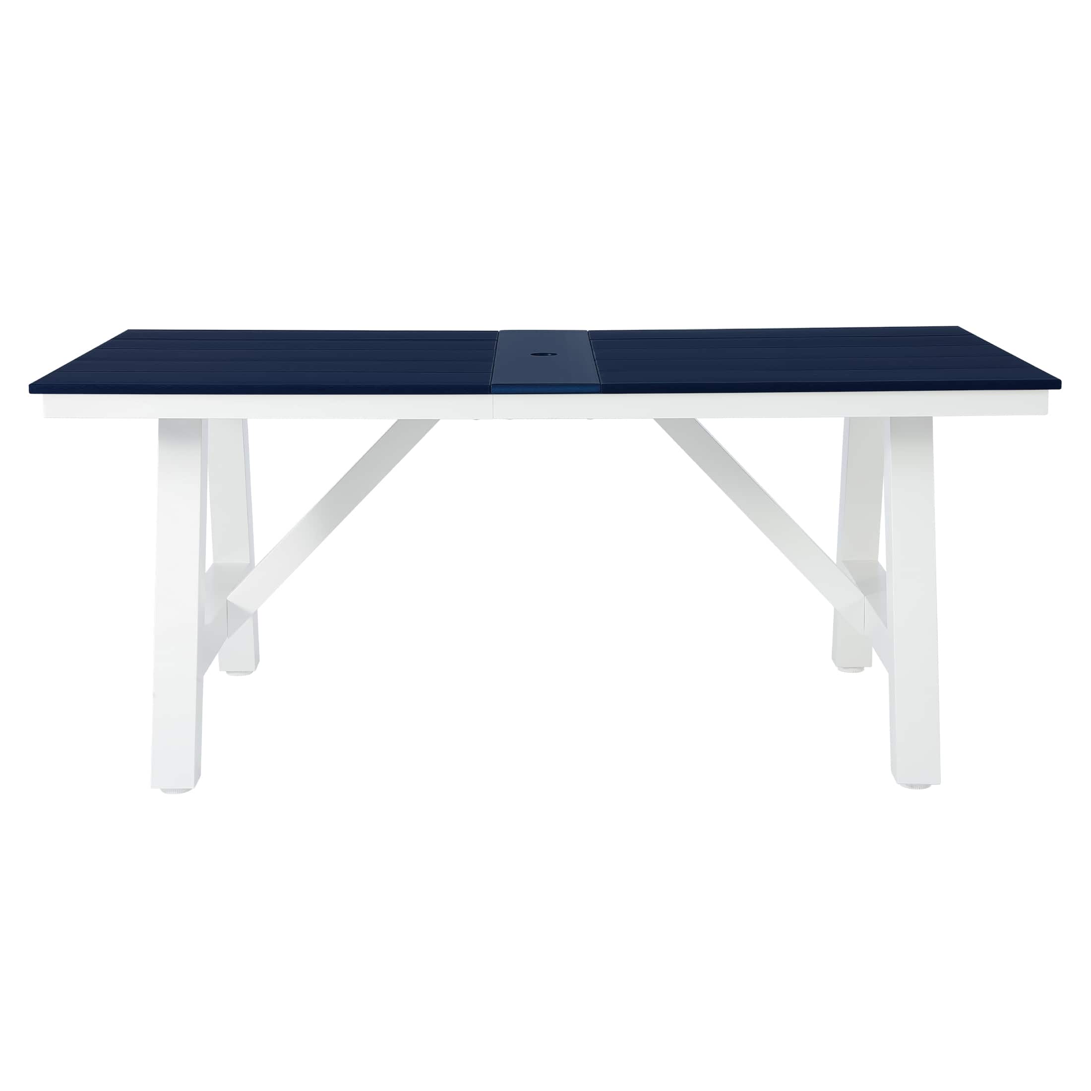 "WestinTrends - Cape May 72"" HDPE Rectangle Outdoor Patio Dining Table With Umbrella Hole and Metal Frame - Navy Blue" price history on PriceWatchPro