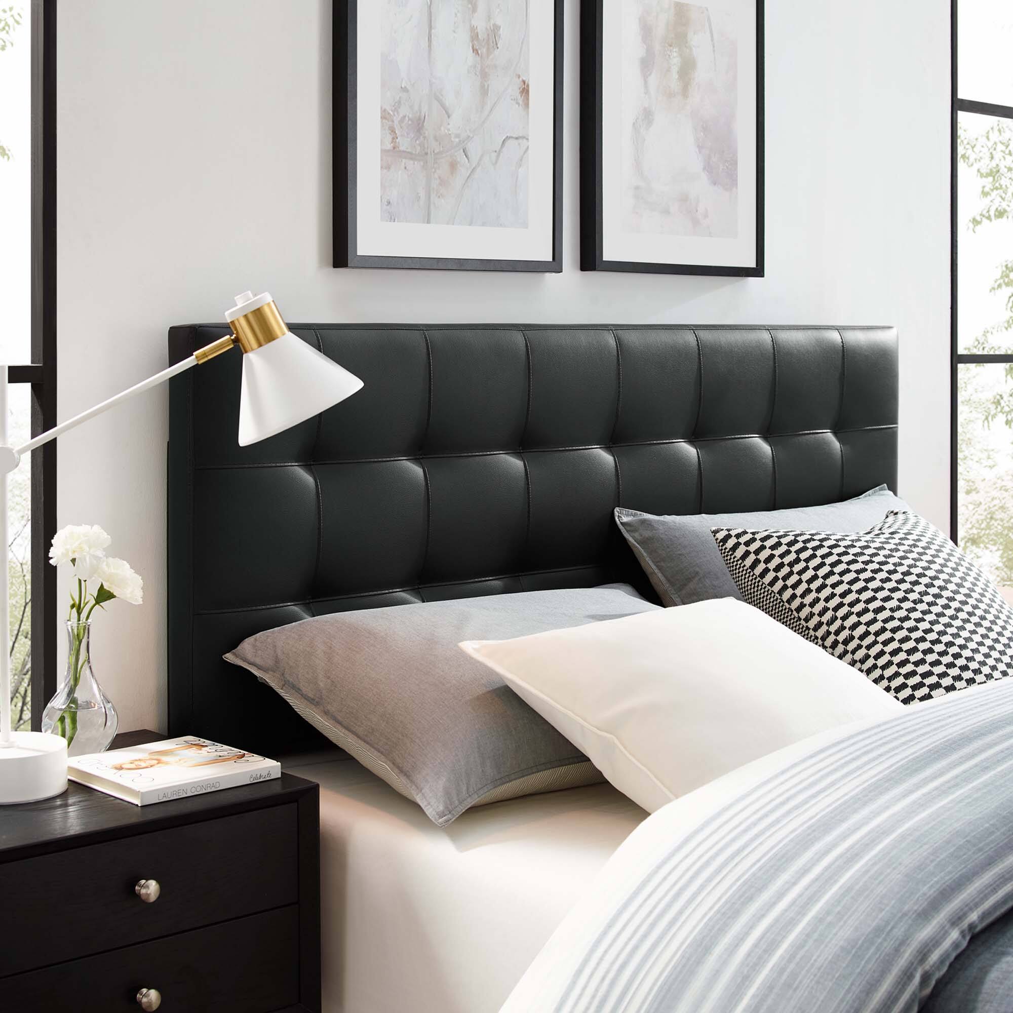Alt View 2. Modway - Lily Upholstered Vinyl King Headboard by Modway - Black.