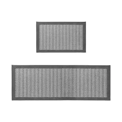 Front. Dazzed Corner - Non Slip Kitchen Rugs Sets Of 2 - Extra Large 20"X71" + 20"X32" Runner Rugs For Kitchen Floor Non Skid Washable - Grey.