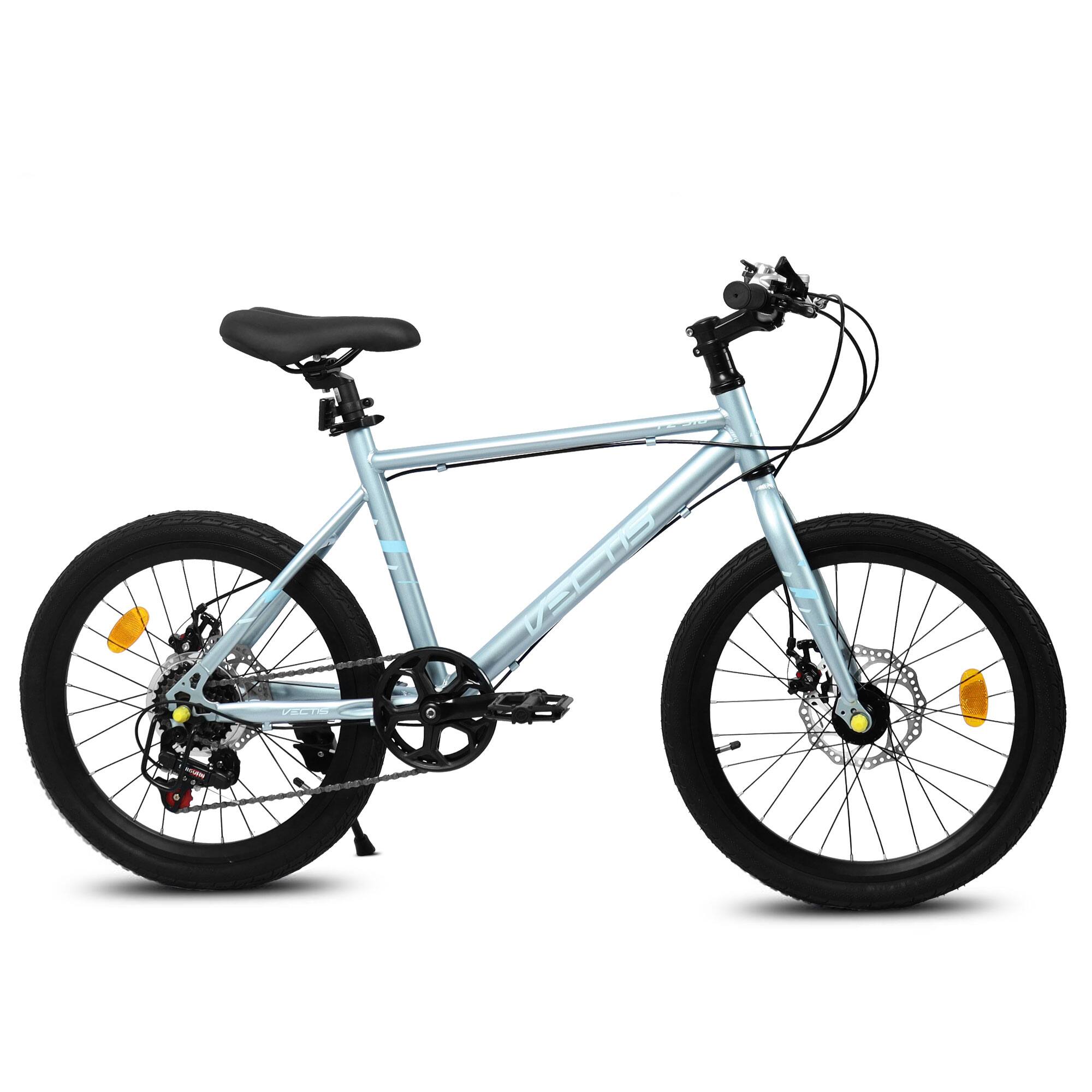 Angle. APRILSOUL - 20 Inch Kids Bike 7 Speed Steel Frame Dual Disc Brakes 4 Colors - Silver.