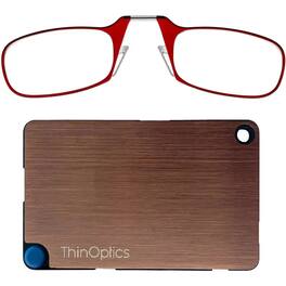 ThinOptics - Readers with Wallet - 2.00 - Red Frame, Rose Gold Wallet - Red/Rose Gold