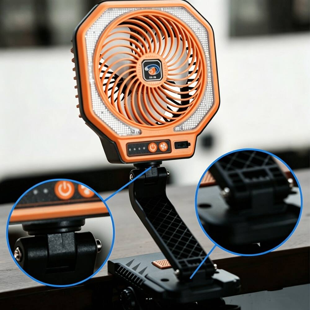 Alt View 10. Loheer - Loheer Rechargeable Camping Fan with LED Light USB Battery Portable Outdoor Tent Fan for Job Sites.