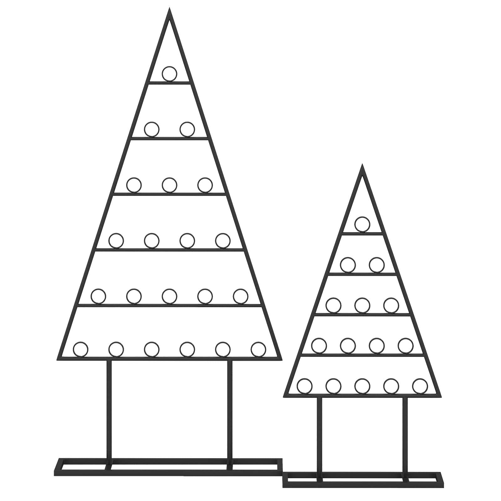 Gymax - Set of 2 Christmas Tree Card Holder w/36 Round Clips Metal Hanging Rack - Black