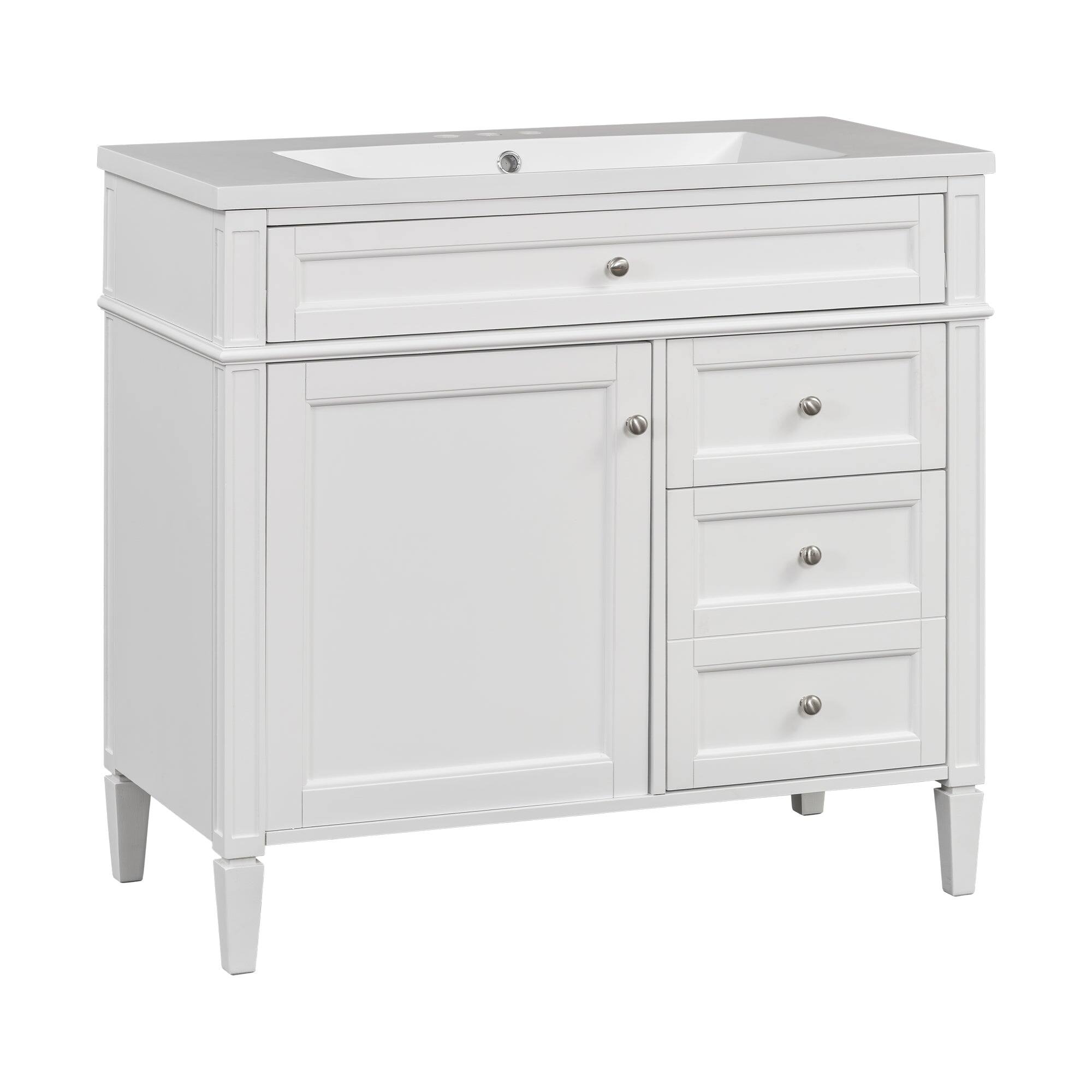 Alt View 8. Boyel Living - 36 Inch Bathroom Vanity Set with Mirror Cabinet Resin Sink 3 Drawers 2 Doors White - White.