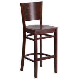 Flash Furniture - Lacey Series Solid Back Walnut Wood Restaurant Barstool - Brown