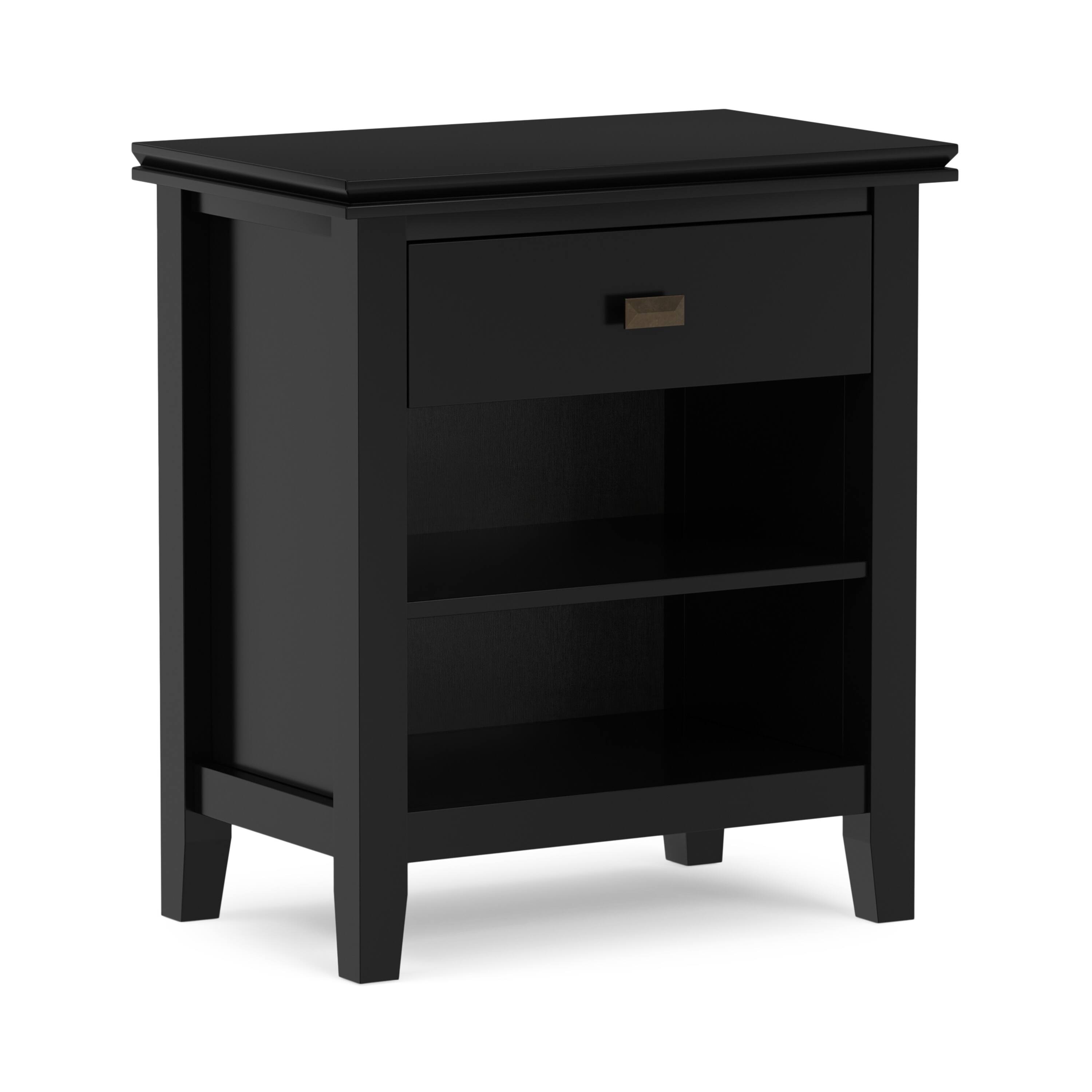 Front. Simpli Home - Simpli Home Artisan 24 inch Wide Solid Wood Bedside Table in Black - Black.