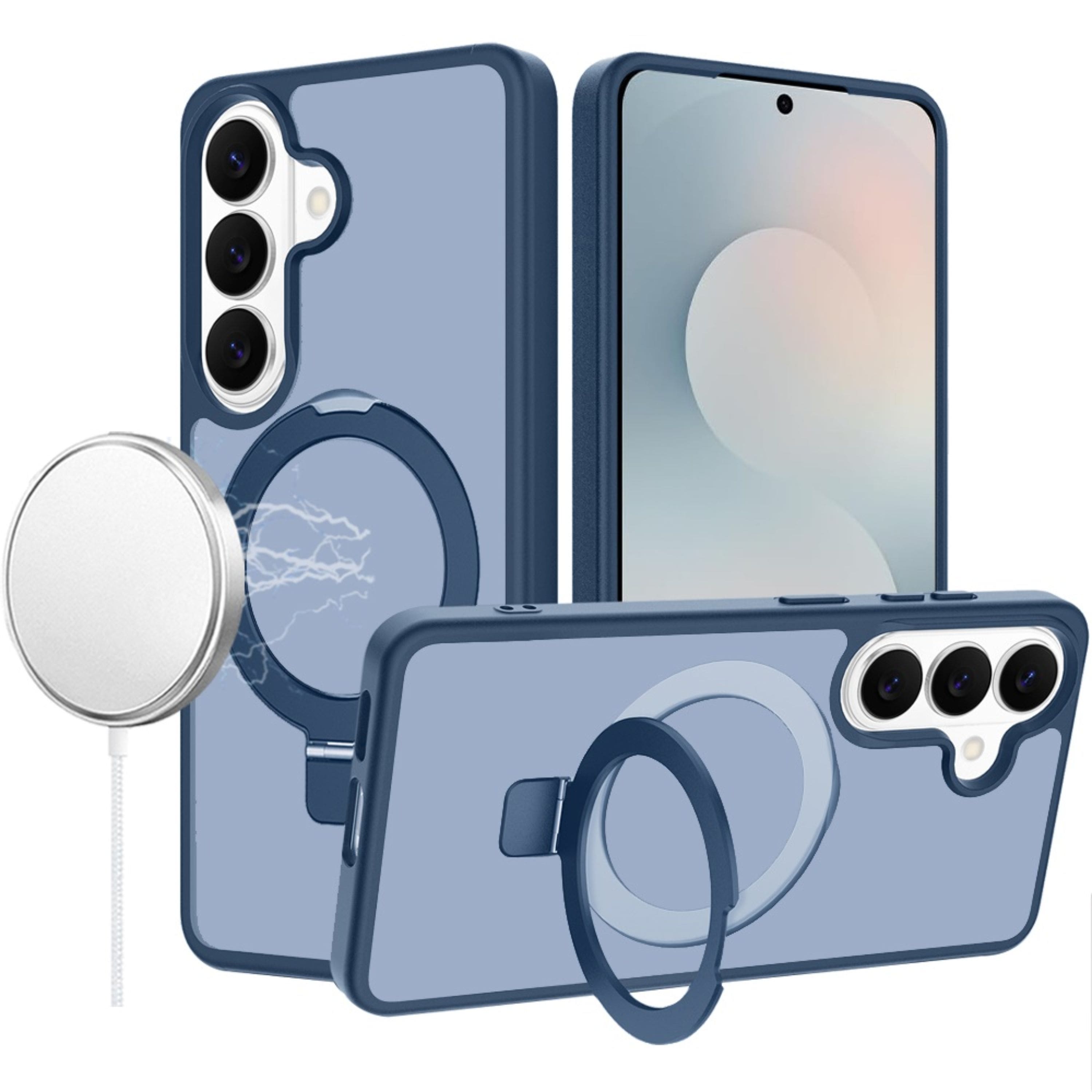 Kitcheniva - Metal Circle Ring Stand Rugged Cover Plus Tempered Glass For Samsung S25 FE - Blue price history on PriceWatchPro