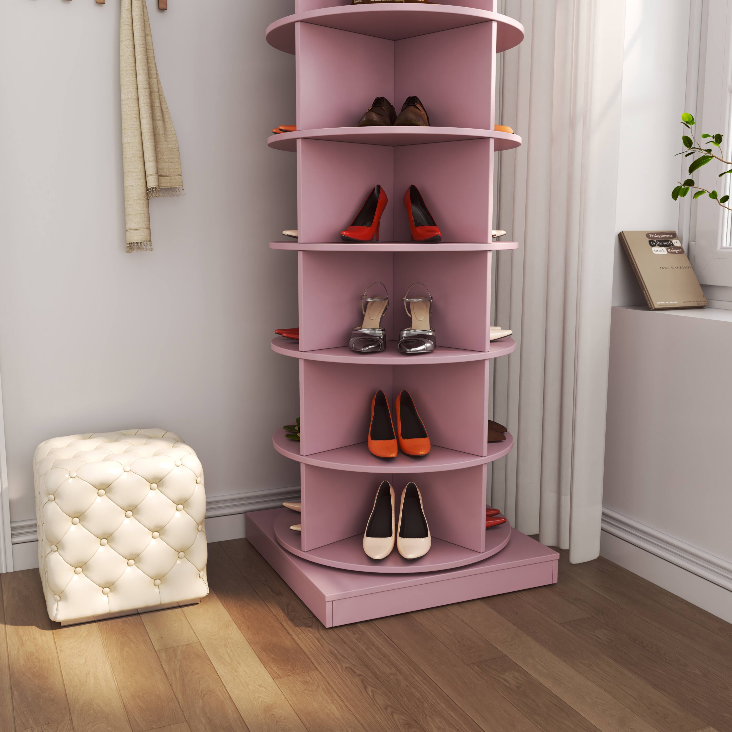 Alt View 2. Spaco - Spaco 6-Layer 360 Rotating Shoe Cabinet, Holds 24 Pairs,Space Saving Shoe Storage Organizer,Freestanding Shoe Rack - Pink.