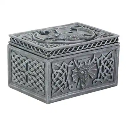 Front. Pacific Trading - Dragon Celtic Jewelry Trinket Keepsake Box Collectible Container Sculpture 5.25 x 3 inch - Grey.