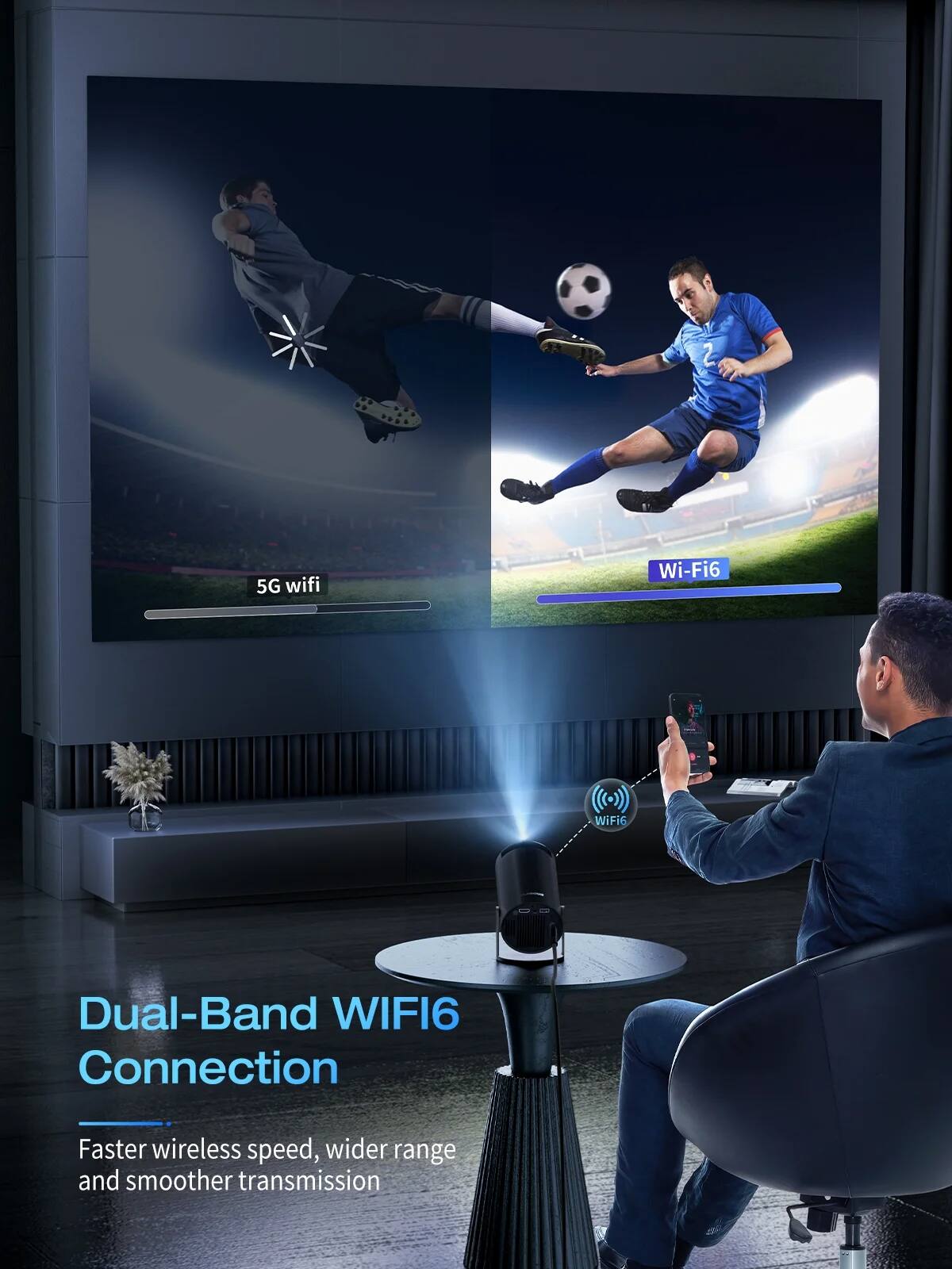 5G wifi
Wi-Fi6
Dual-Band WIFI6 Connection
Faster wireless speed, wider range and smoother transmission