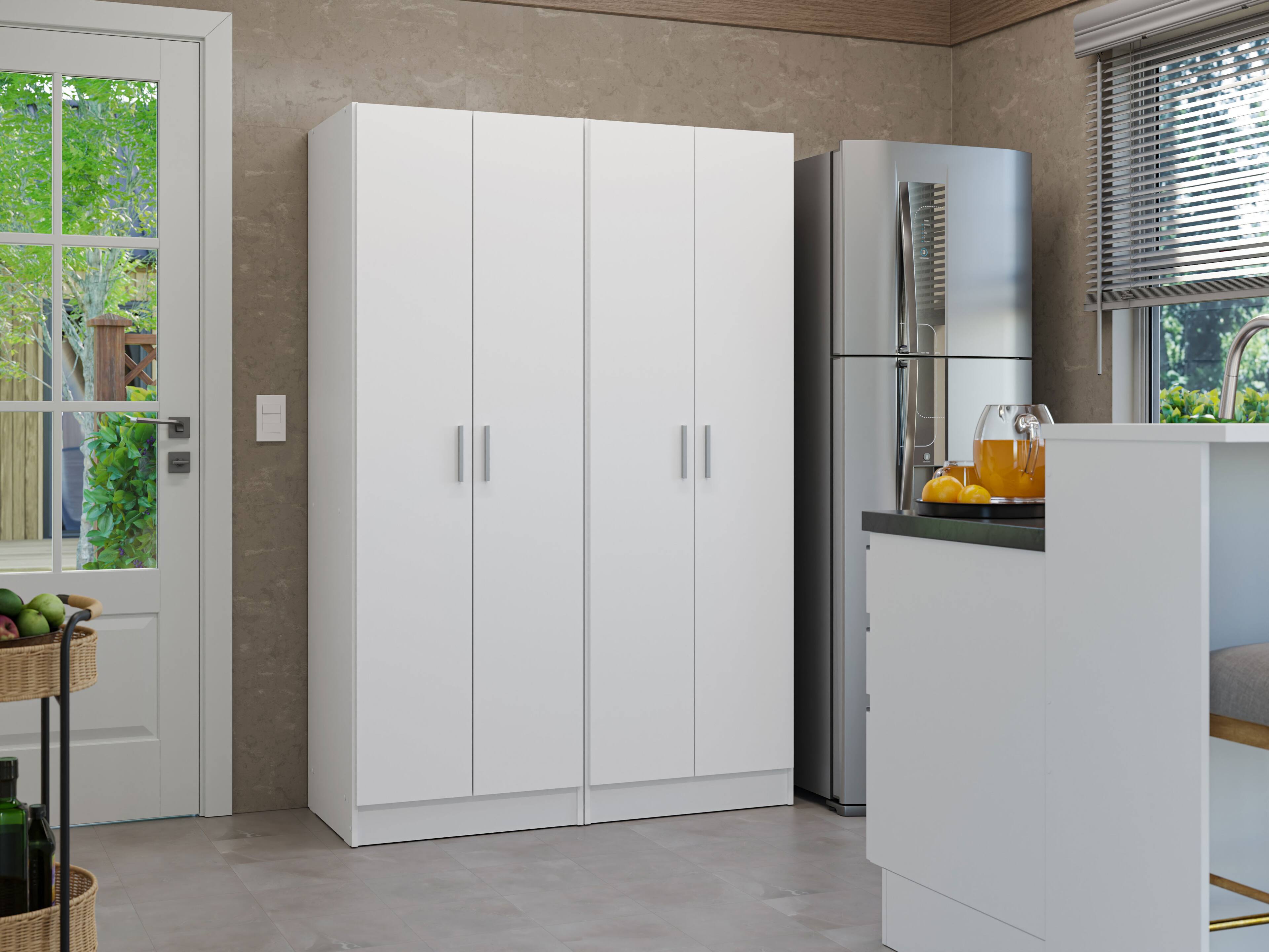 Alt View 5. Madesa - Madesa Kitchen Pantry Set Storage Cabinet 4 Doors 8 Utility Shelves 47"L Organization Unit for Kitchen - White - White.