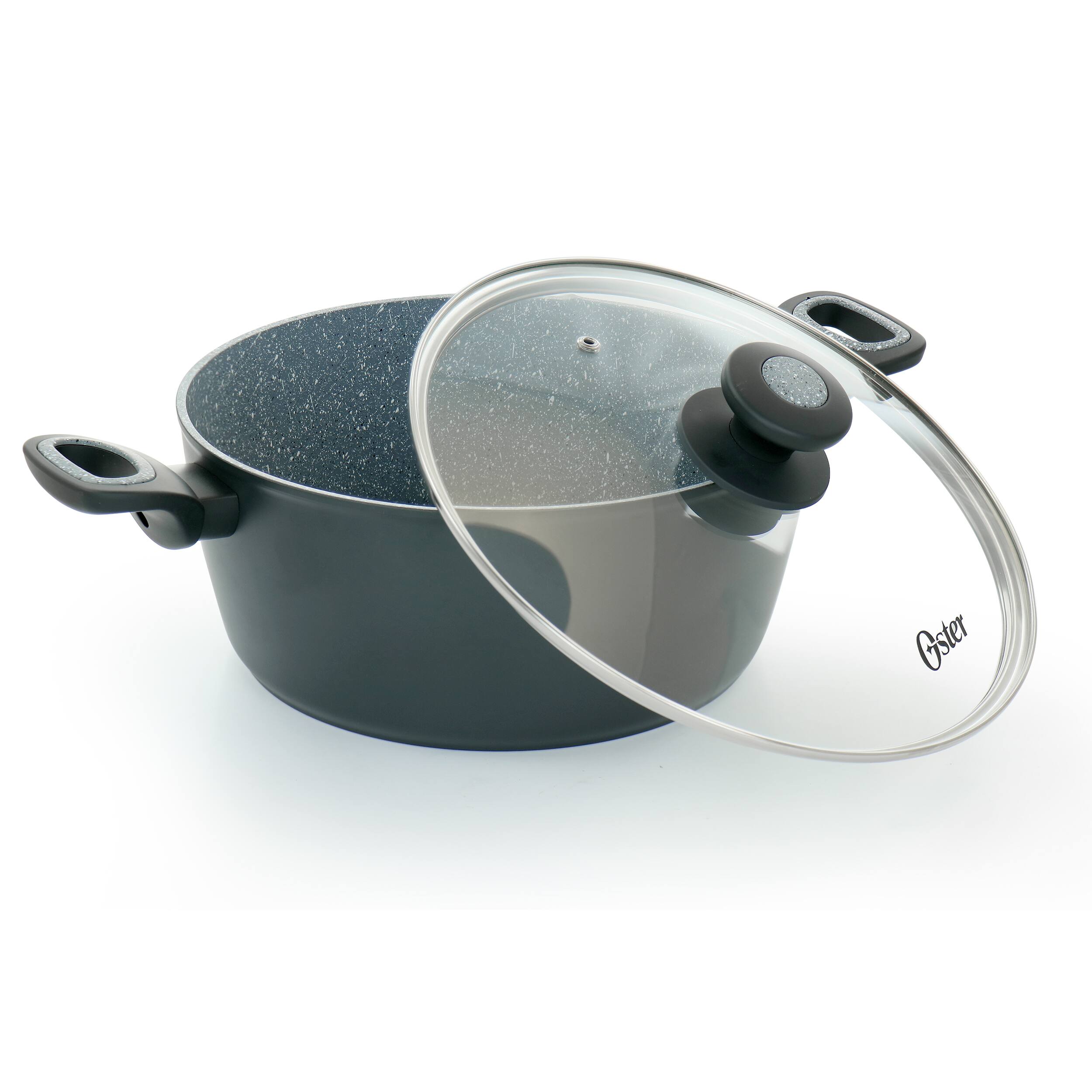 Alt View 1. Oster - Oster Bastone 5.3 Quart Nonstick Aluminum Dutch Oven in Speckled Gray - Grey.