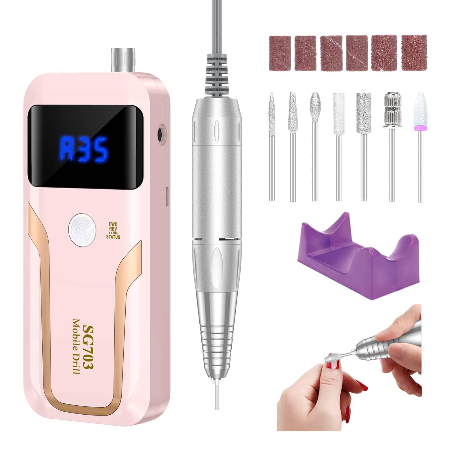 Stylel Star - Nail Kit Beginner Drill UV Light Acrylic Powder Gel Polish Portable Cordless High-Speed Bearings: superiordrill