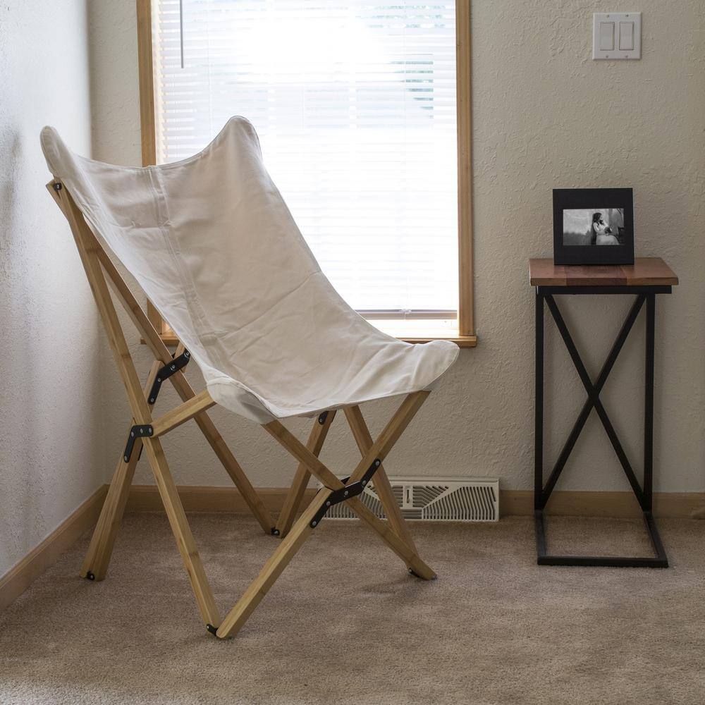 Back. AmeriHome - AmeriHome Canvas and Bamboo Butterfly Chair - White - White.