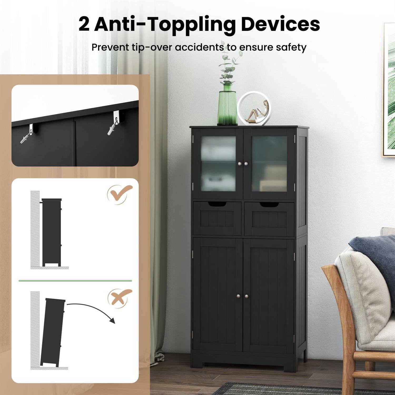 2 Anti-Topping Devices  
Prevent tip-over accidents to ensure safety