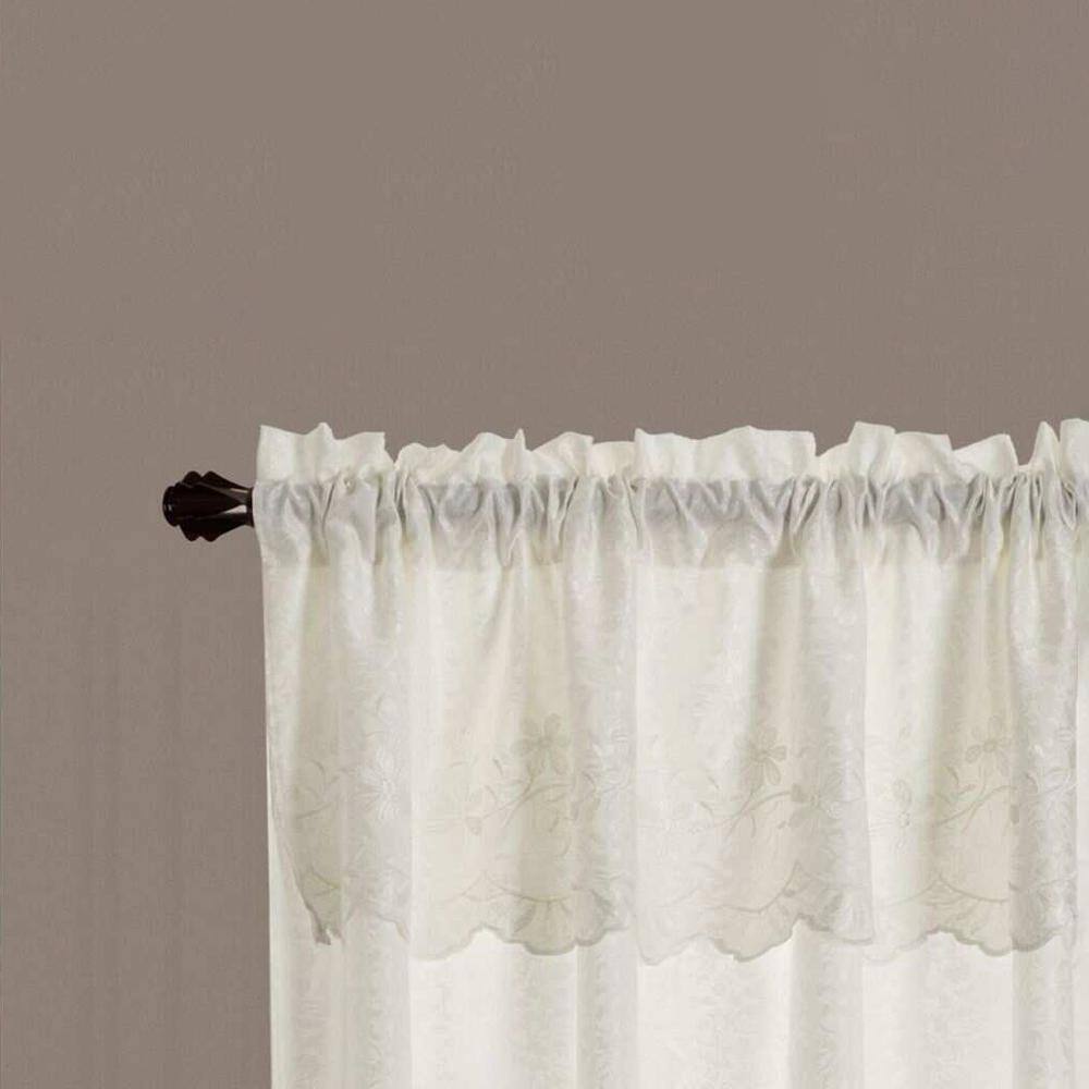 Left. RT Designers Collection - RT Designers Collection Alisa Macrame Rod Pocket Window Room Darkening Panel 54" x 84" White - White.