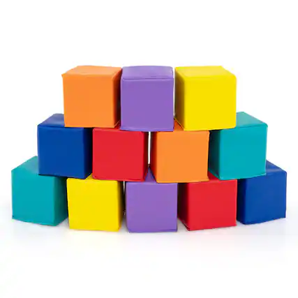 Front. Gymax - Gymax 12 PCS Foam Building Blocks 55'' x 55'' Colorful Climbing Foam Soft Cubes - Multicolor.