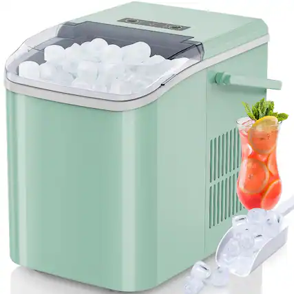 Front. Loheer - Loheer Countertop Ice Maker, 26lbs/24H Portable Ice Machine, 9 Bullet Ice Cubes in 6 Mins, Self-Cleaning, Black - Black.