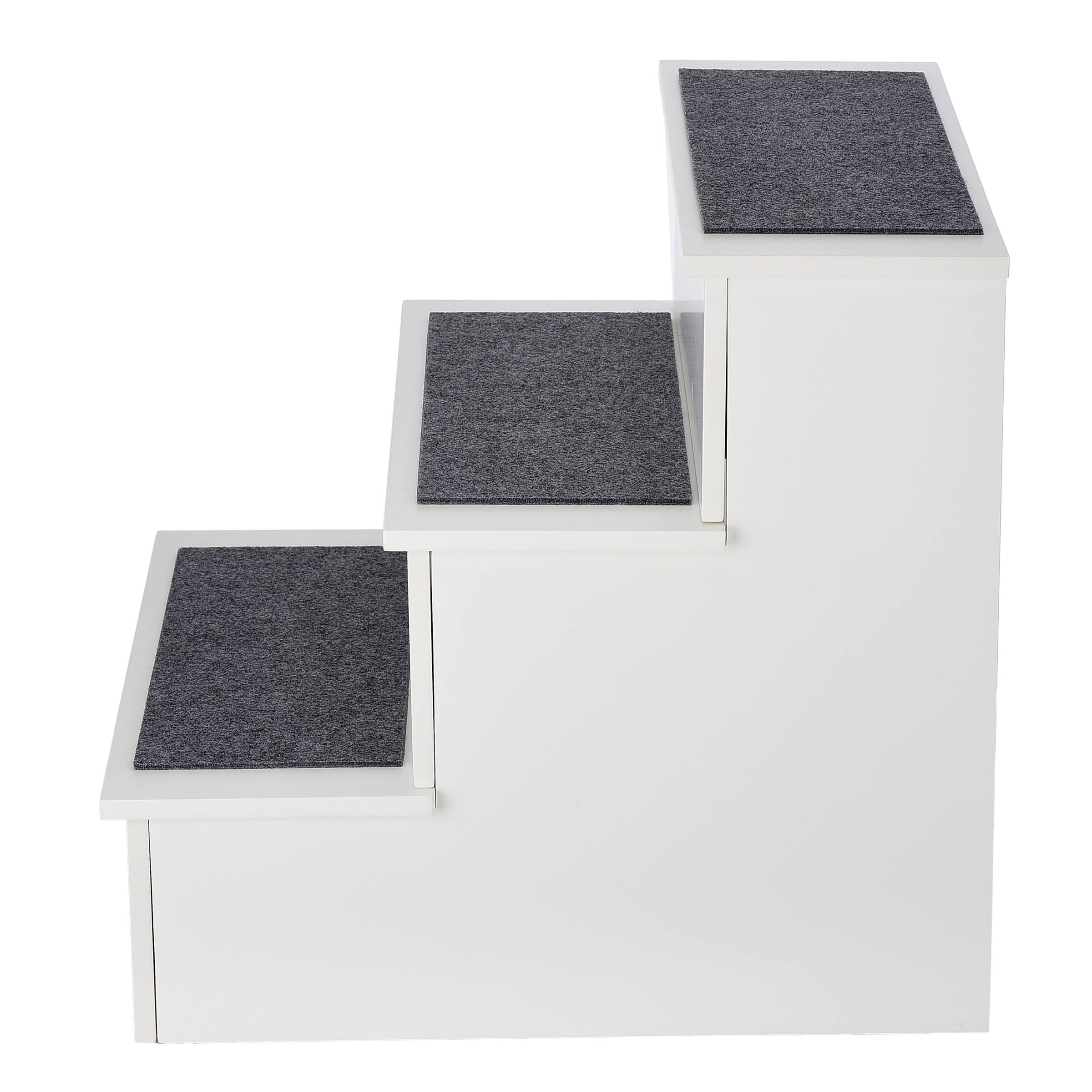 Angle. AdirPet - Portable Dog Ramp Ladder Non-Slip 3-Step Pet Stairs - White.