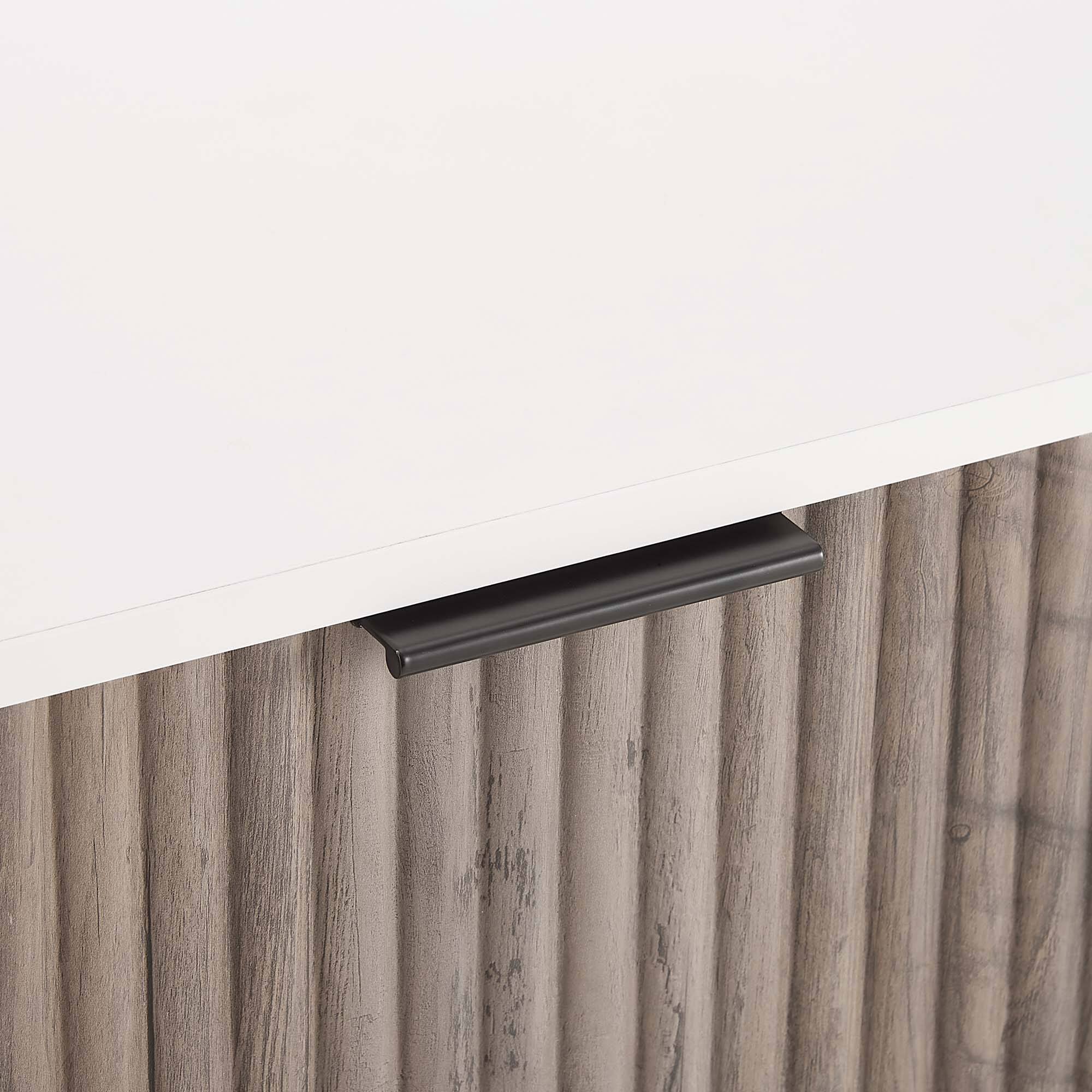 Angle. Forest'nSky - Grey Wood 3 drawer 35.19 in. Wide Chest of Drawers for Living Room - Grey.