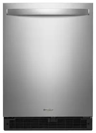 Front. Whirlpool - 5.1 Cu. Ft. Built-In Mini Fridge - Stainless steel.