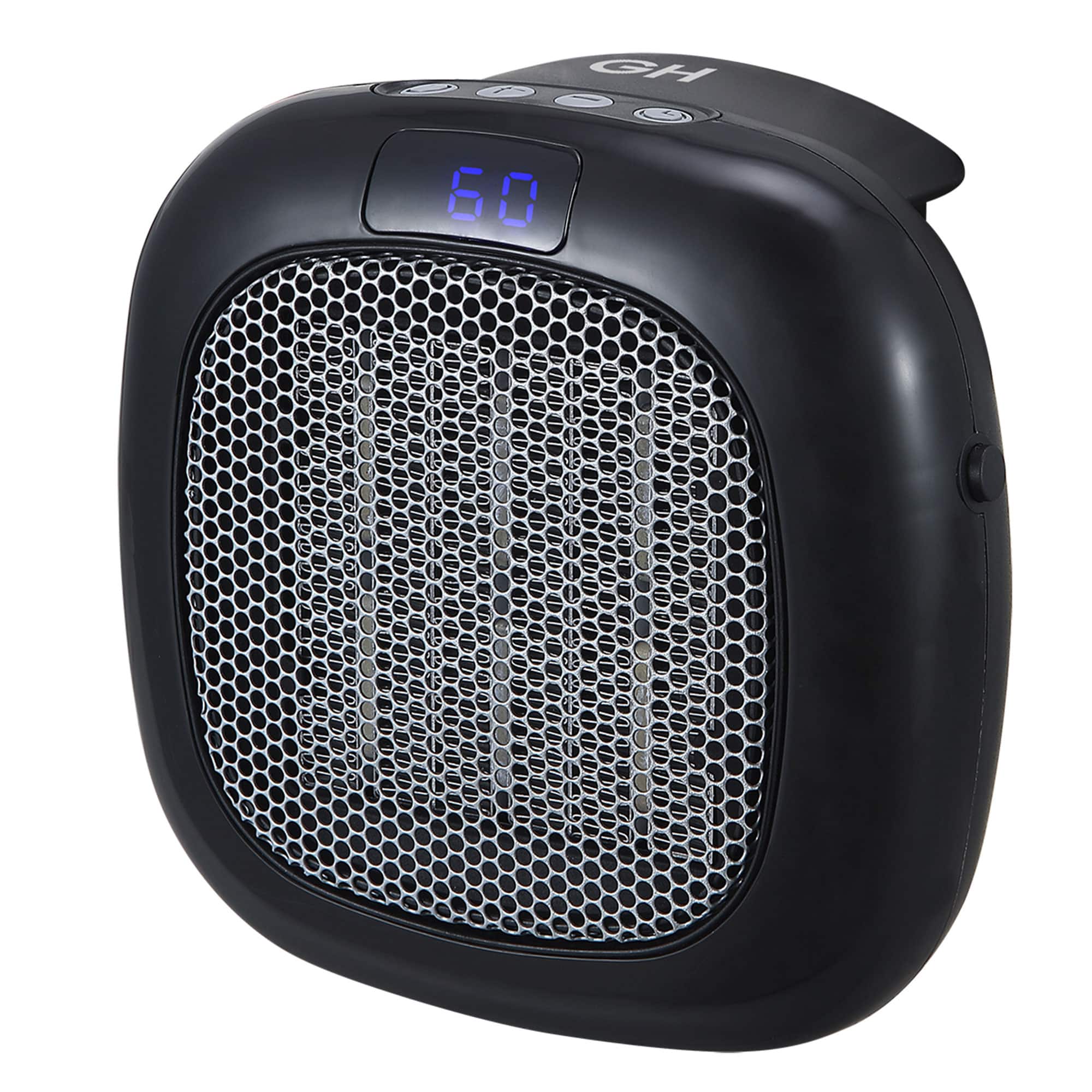 Good Housekeeping - Wall-Mount Indoor Mini Space Heater w/ Thermostat, 750W, Black - White