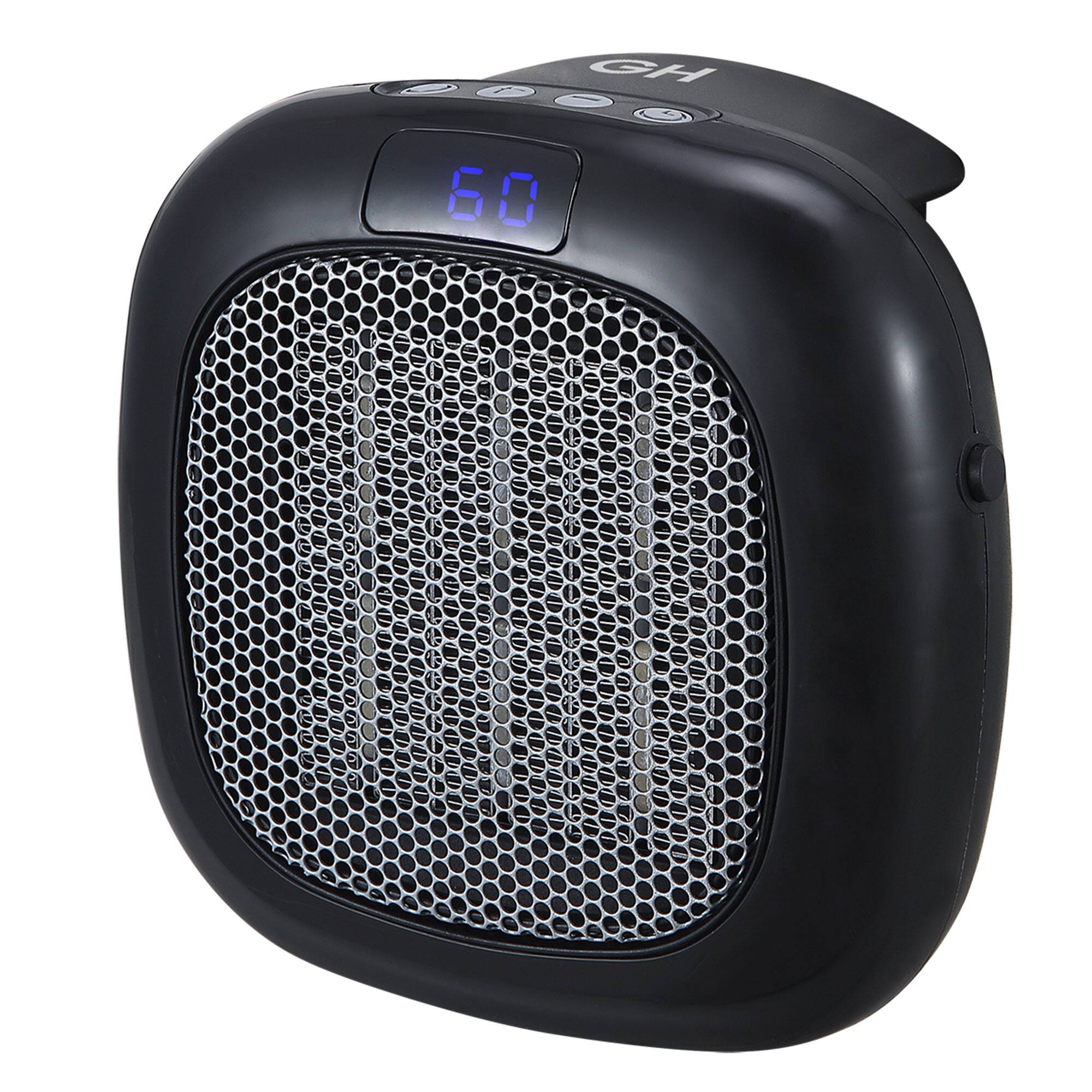 Front. Good Housekeeping - Good Housekeeping Wall-Mount Indoor Mini Space Heater w/ Thermostat, 750W, Black - White.