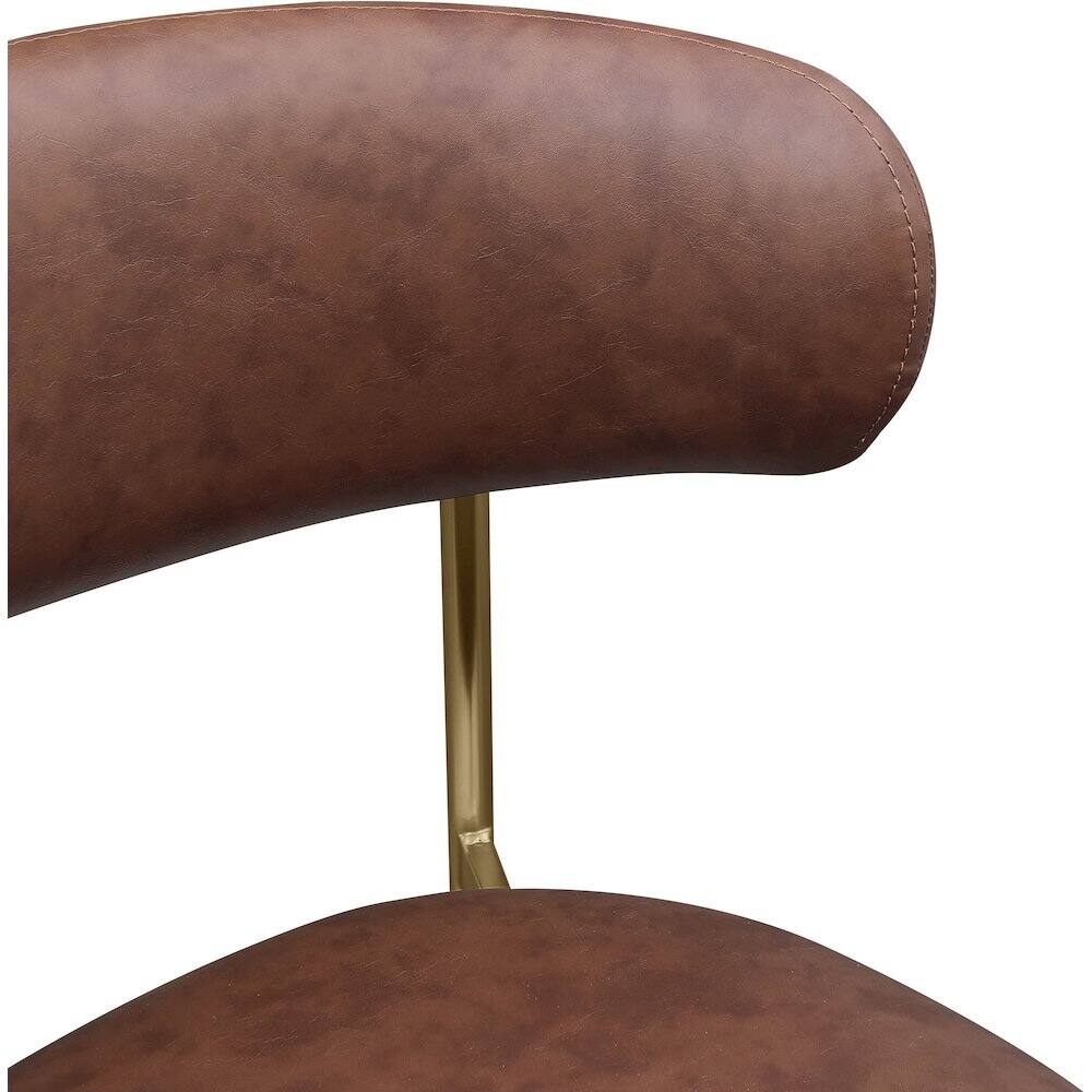 Alt View 4. Meridian Furniture - Lupita Brown Vegan Leather Dining Chair, Set of 2 - Brown.