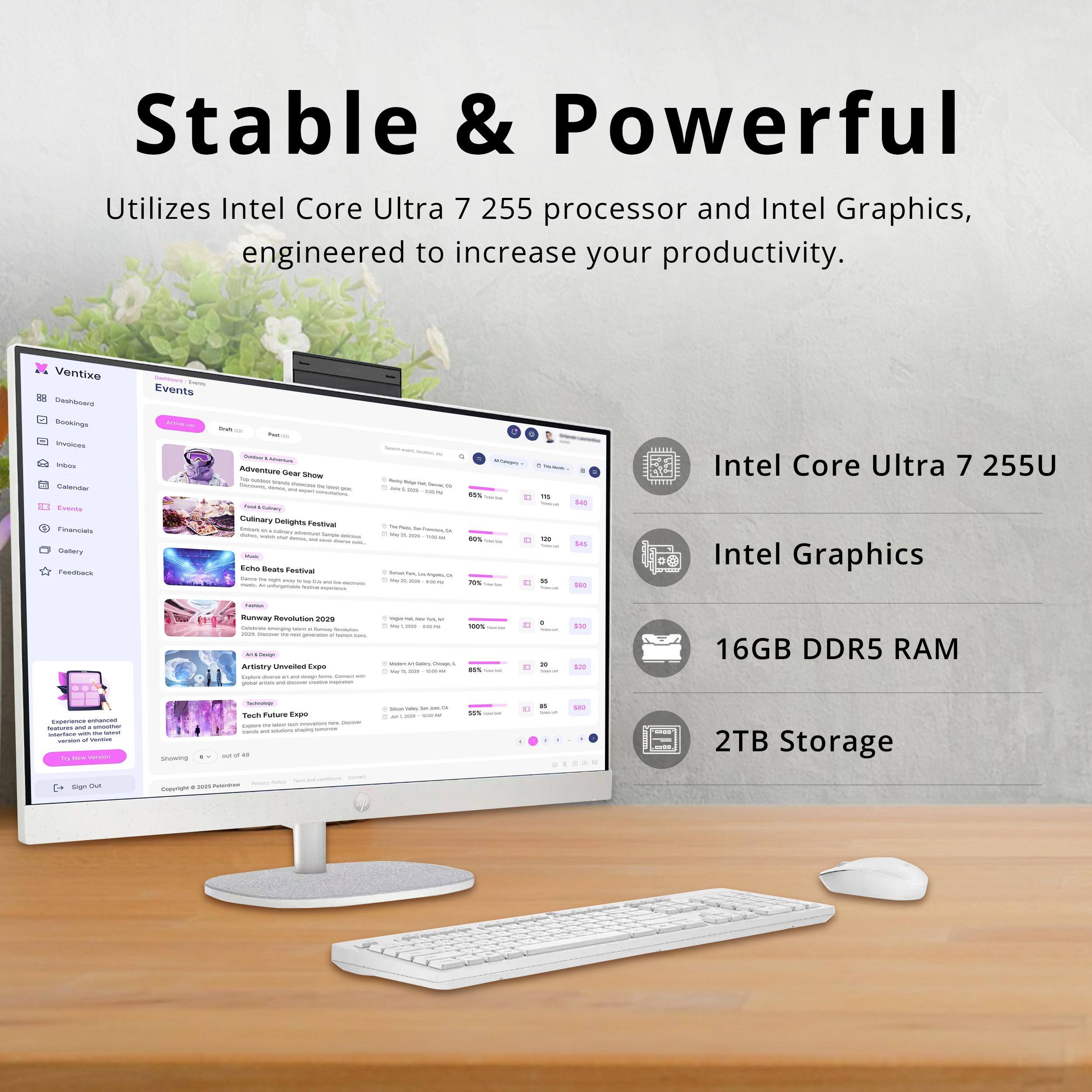 Stable & Powerful  
Utilizes Intel Core Ultra 7 255 processor and Intel Graphics, engineered to increase your productivity.  

Intel Core Ultra 7 255U  
Intel Graphics  
16GB DDR5 RAM  
2TB Storage