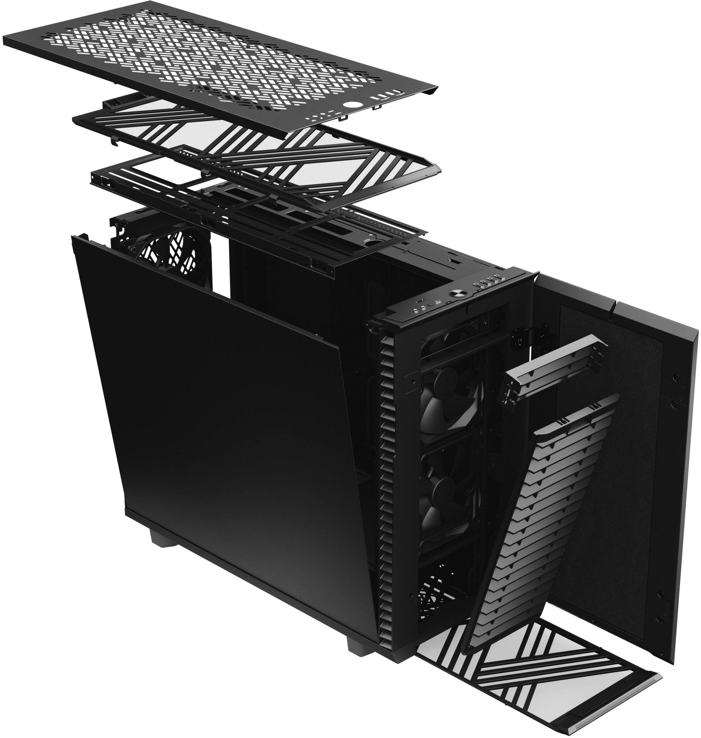 Alt View 2. Fractal Design - Fractal Design Define 7 Black Brushed Aluminum/Steel E-ATX Silent Modular Mid Tower PC Case - Black.
