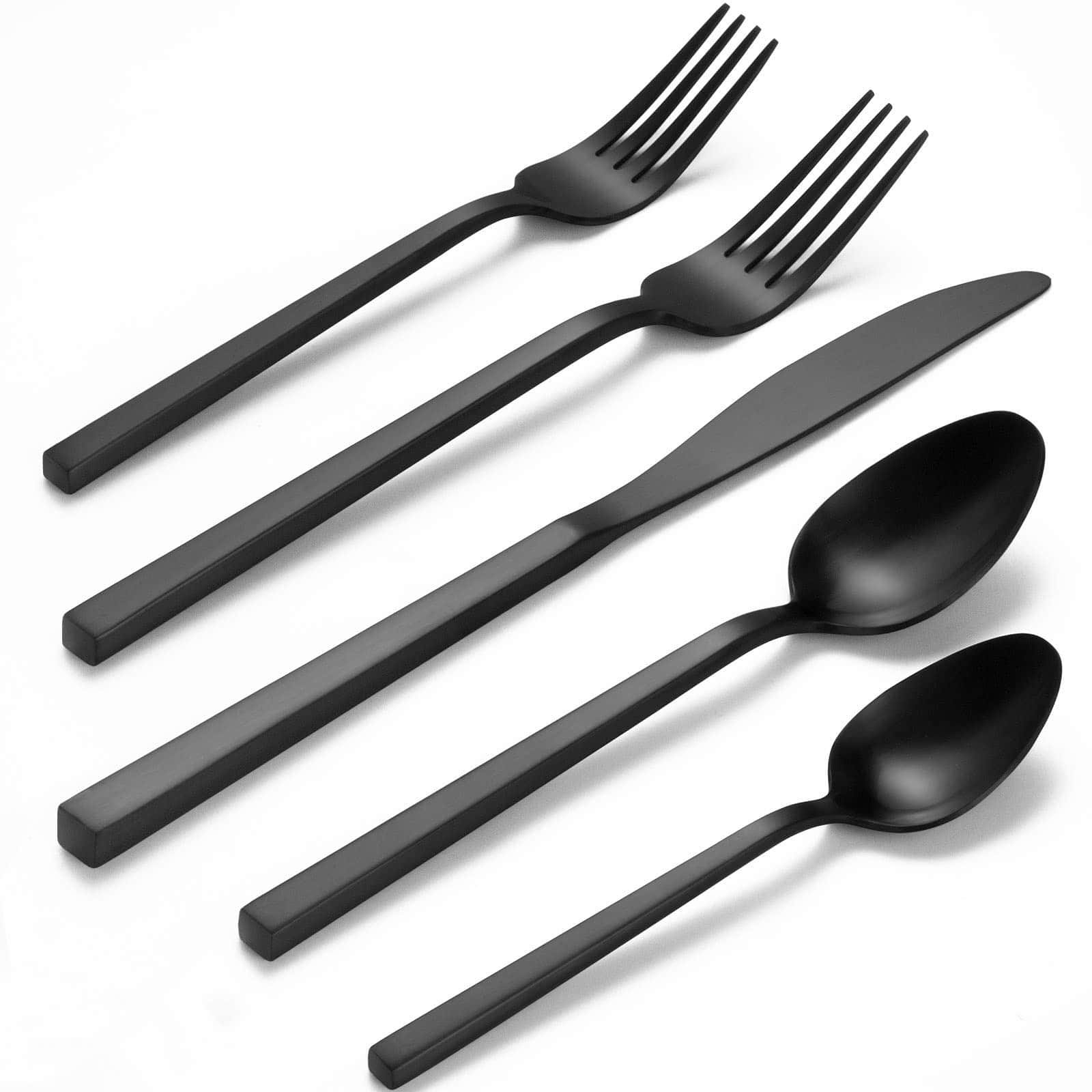 Dazzed Corner - 20-Piece Stainless Steel Flatware Set, Cutlery Set, Silverware Set Service for 4 Dishwasher Safe - Black