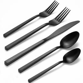 Dazzed Corner - 20-Piece Stainless Steel Flatware Set, Cutlery Set, Silverware Set Service for 4 Dishwasher Safe - Black